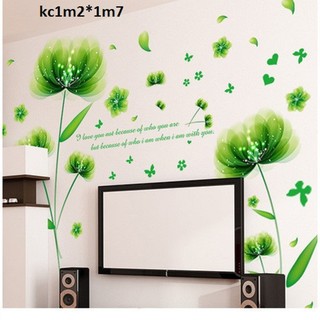 decal dán tường hoa xanh