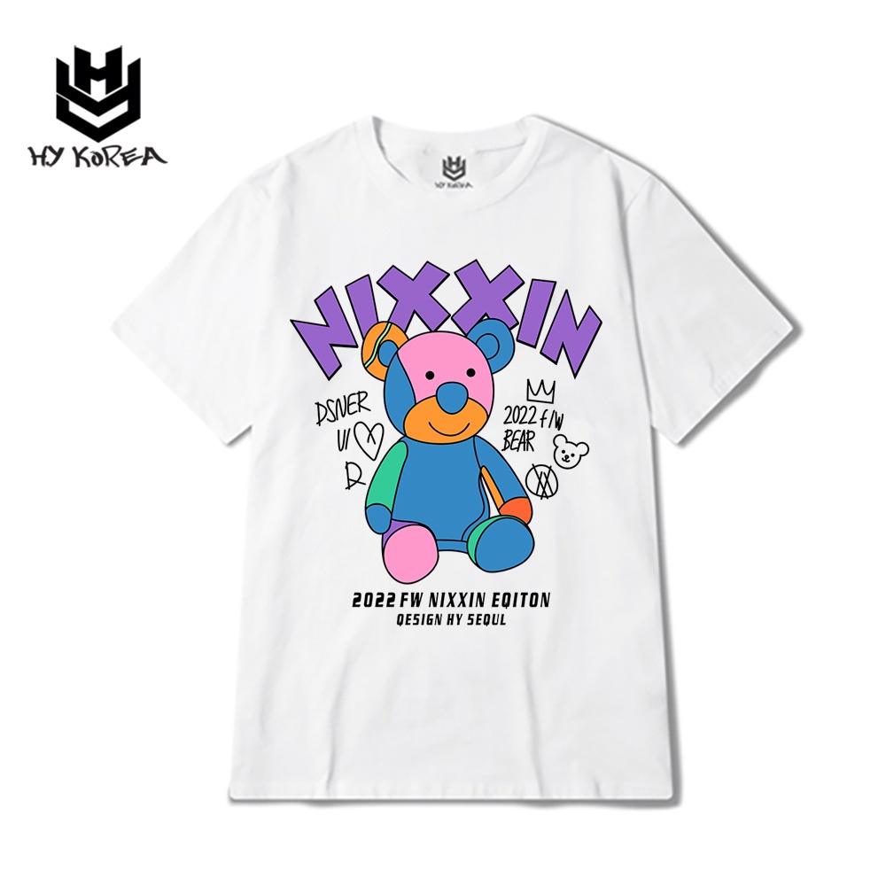 Áo Thun Cute Nhóm Lớp HY Korea Form Rộng Cotton 100 In Hình Gấu Nixxin 563.