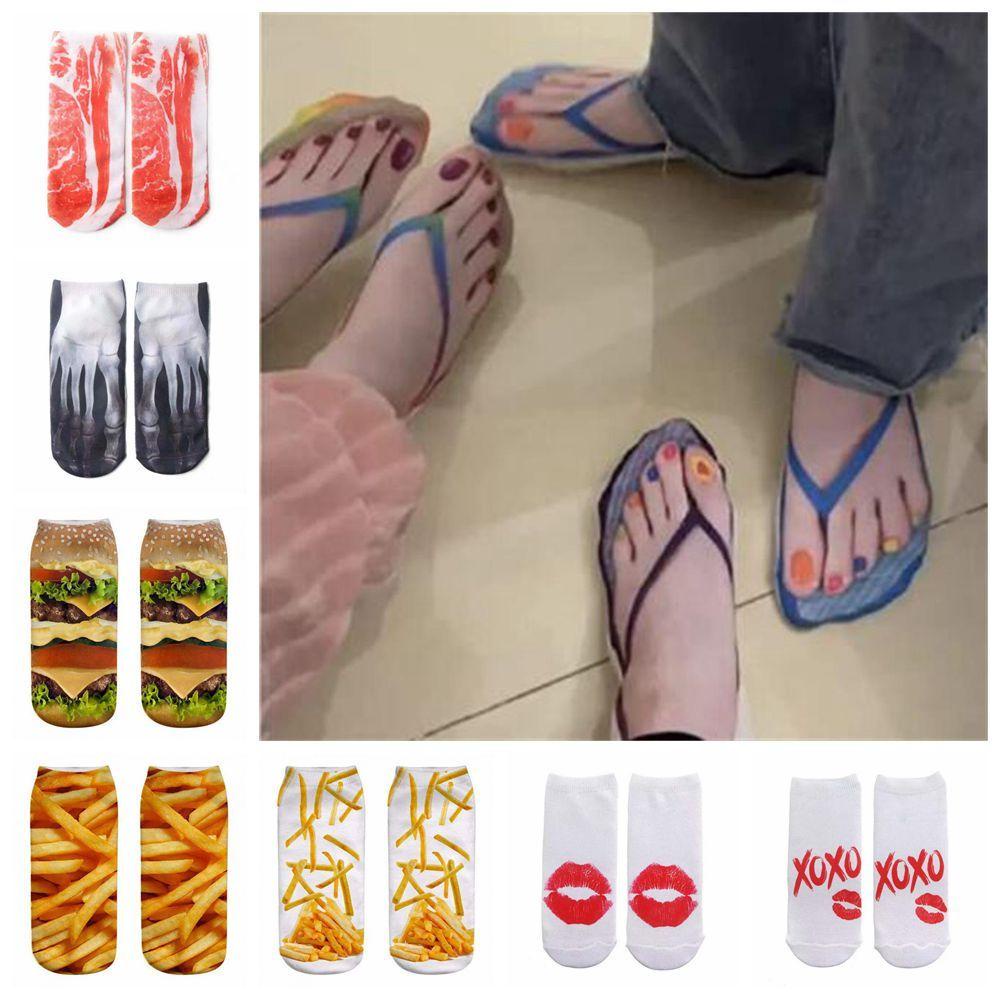 Vớ Cotton Cổ Thấp Mềm Mại Thoải Mái In Họa Tiết 3D Cho Thanh Thiếu Niên