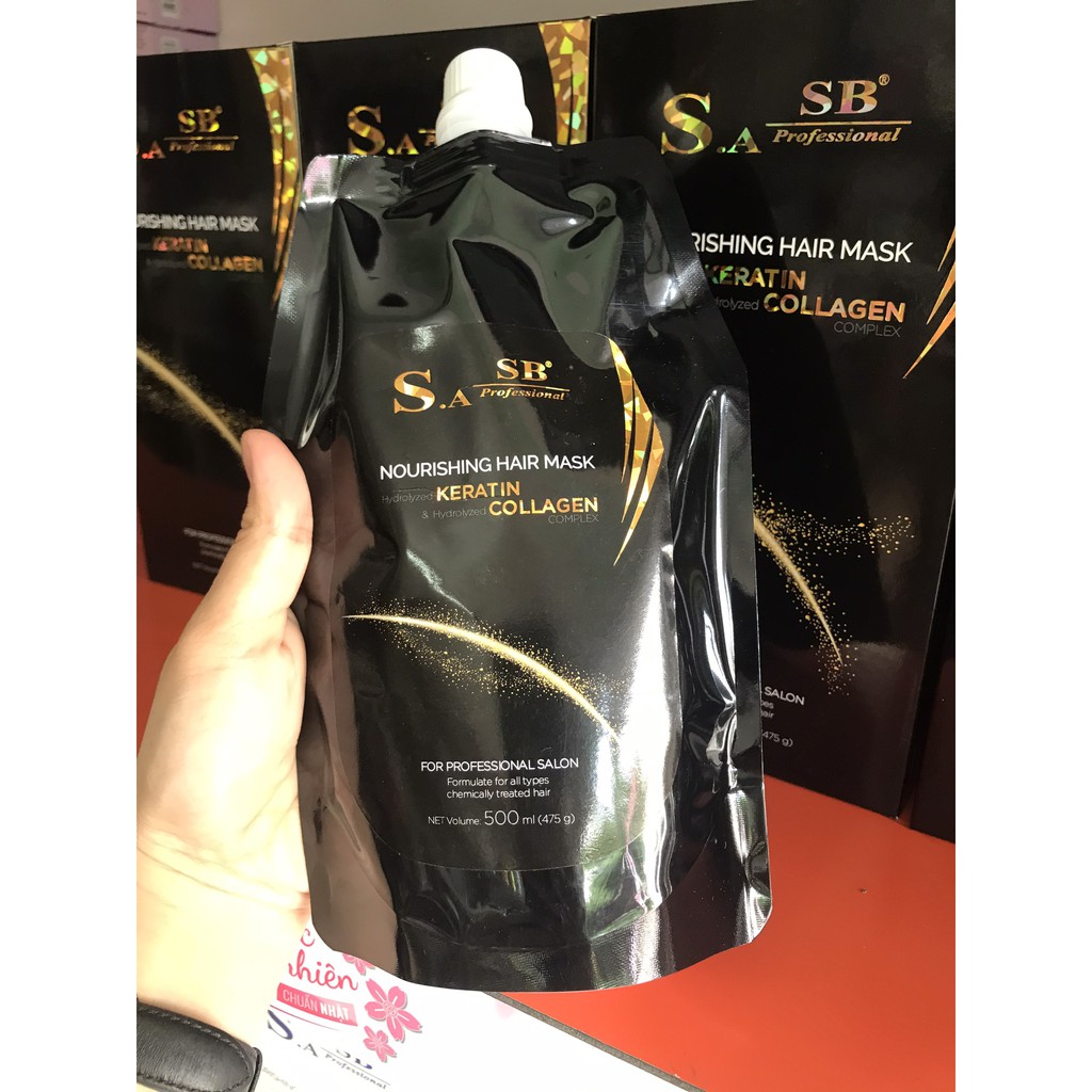 [FREE SHIP] KEM HẤP DẦU COLLAGEN HƯƠNG NƯỚC HOA CAO CẤP SB - PHỤC HỒI TÓC HƯ TỔN - 500ml - túi đen - 0108