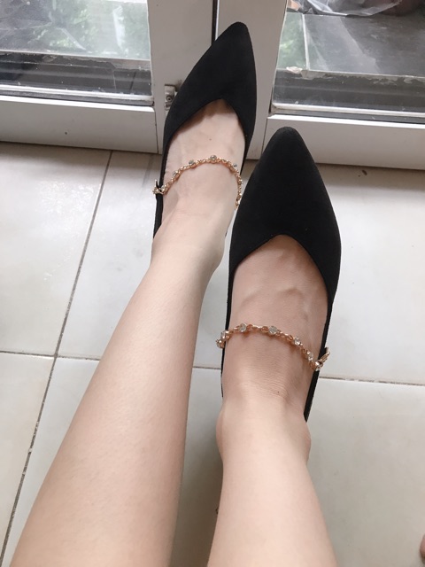 Giày Búp Bê Mũi Nhọn Da Lộn Quai Đá Đế Bệt GP009