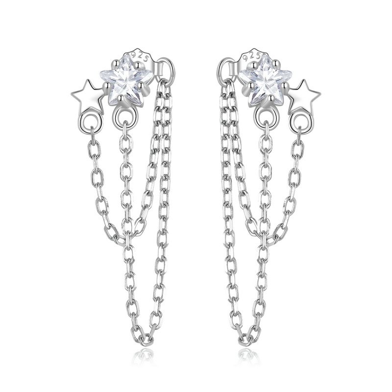 BAMOER Bông Tai bạc 925 HìNh Ngôi Sao ThờI Trang