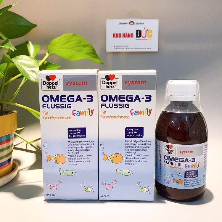 Siro OMEGA 3 Flussig Family Bổ Sung EPA, DHA & Vitamin Cho Trẻ Em Và Người Lớn, 250ml Của Đức