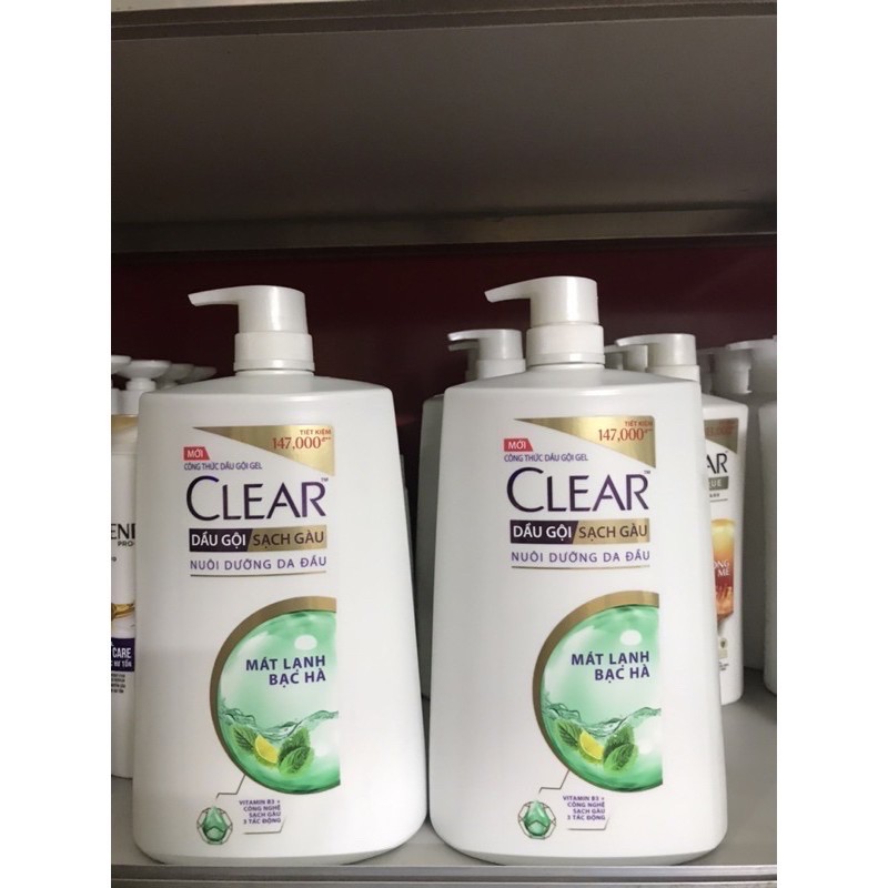 Dầu gội Clear bạc hà mát lạnh 1kg 4 chai lớn