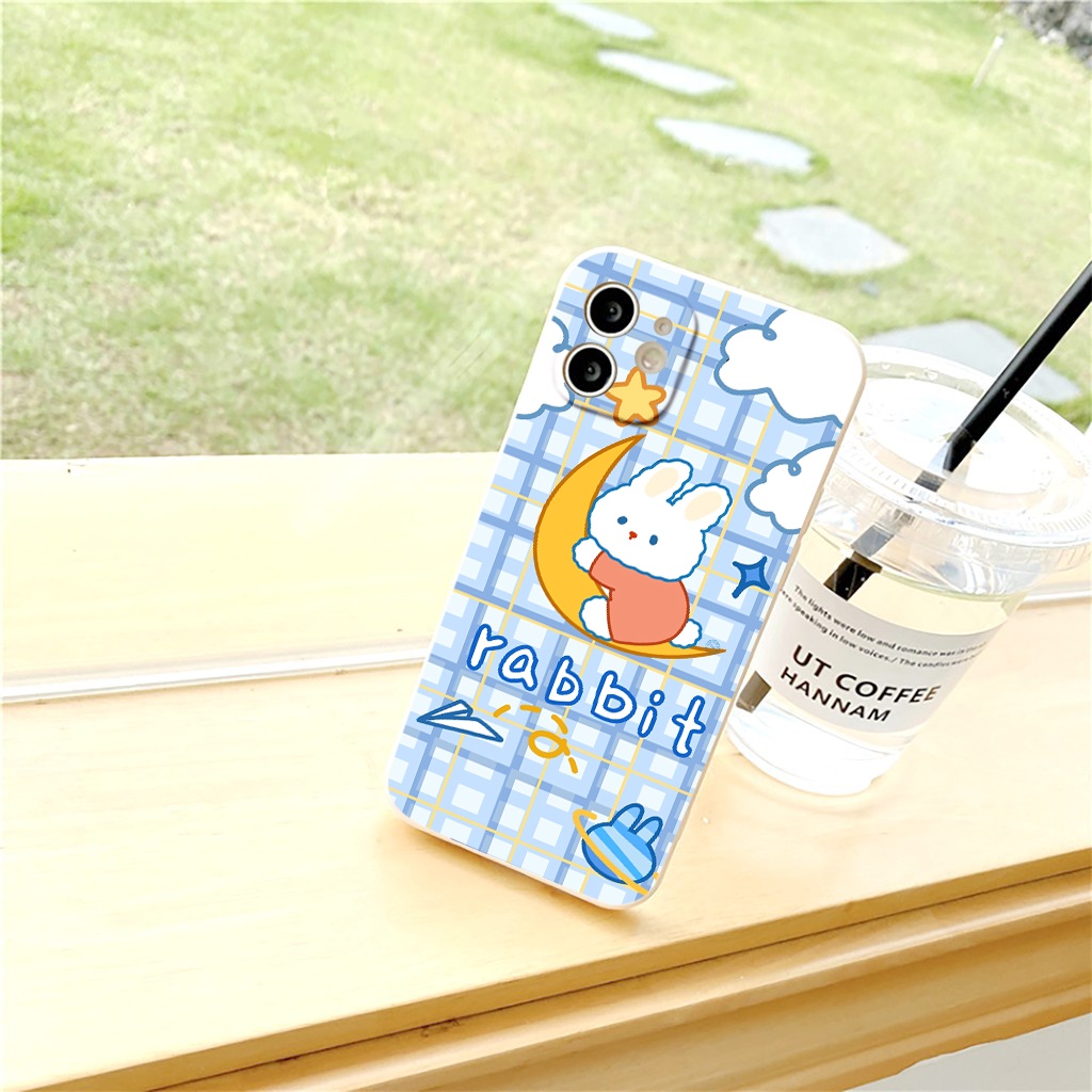 Ốp iphone hot trend caro blue vuông cạnh ốp lưng iphone thỏ rabit 6/6splus/7plus/8/8plus/xr/xs/12/13/pro/max/plus/promax