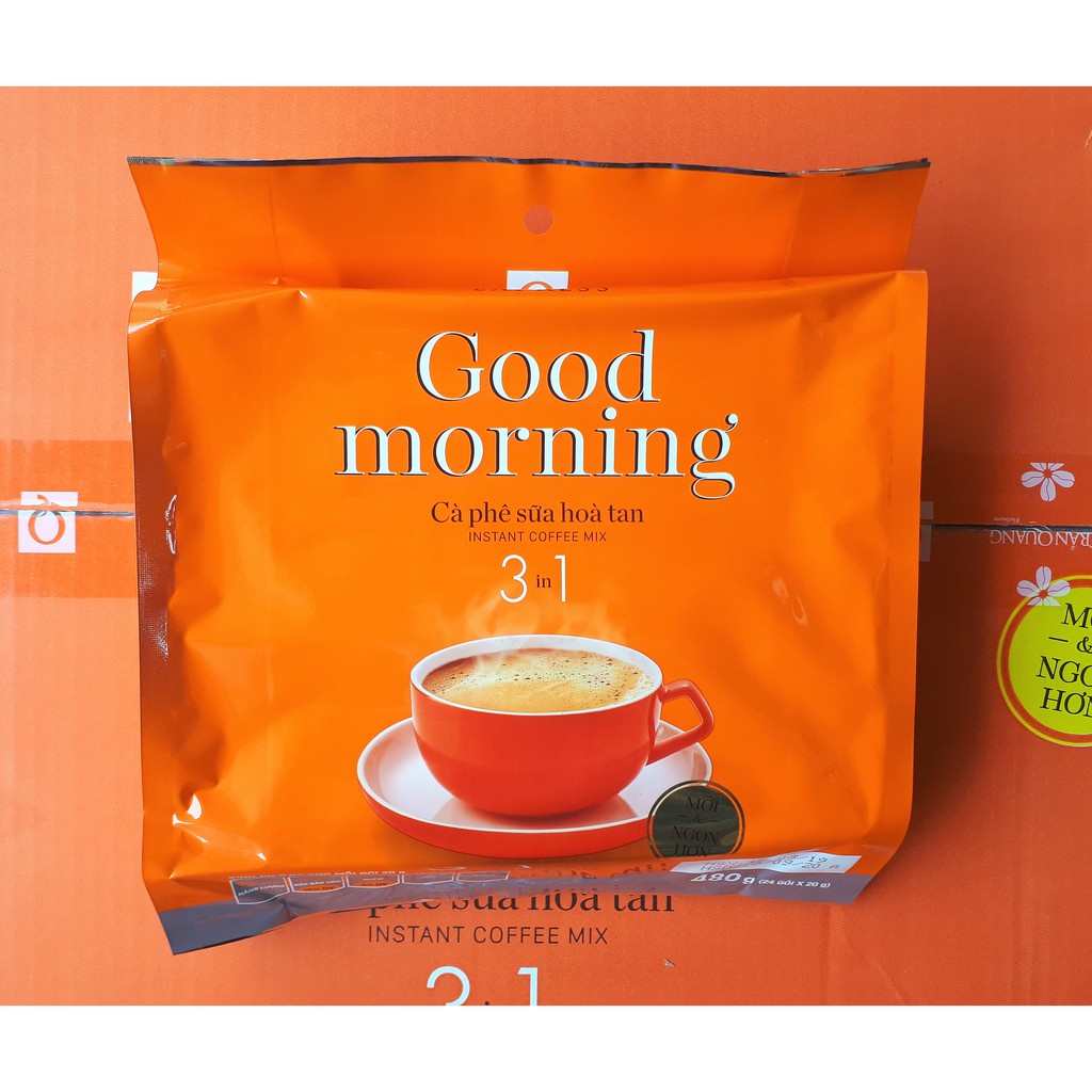 COMBO 5 Cafe sữa hòa tan Good Morning 3in1 Trần Quang 480gr/bịch (24 gói/ bịch)