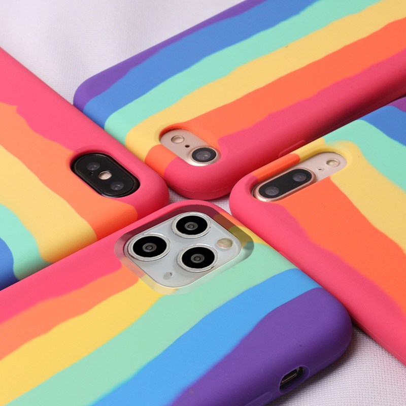 Ốp Điện Thoại Silicon Màu Cầu Vồng Cho iPhone 11 Pro MAX X XS MAX XR 6s 6 7 8 Plus SE 2020