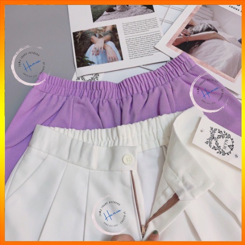 Quần Short Nữ Giả Váy Xếp Ly Cạp Cao Ống Rộng Dáng Xòe Siêu Hot Hanva