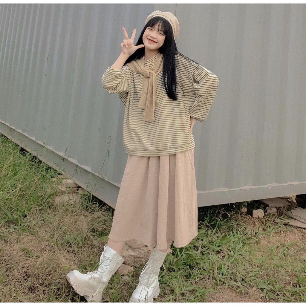Chân Váy Dài Long Shirt Đũi Trơn (Ảnh thật) | BigBuy360 - bigbuy360.vn