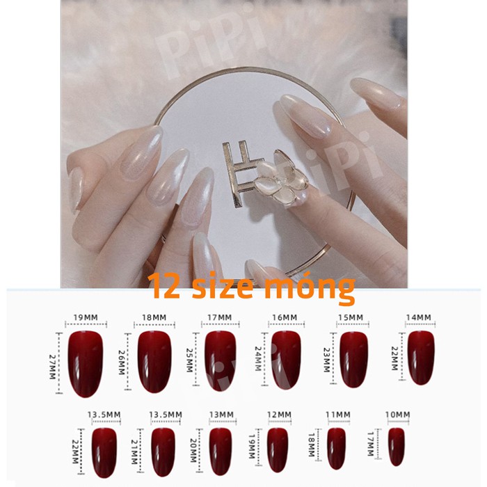 Móng tay giả đính đá dài Cô dâu lấp lánh đầu nhọn đẹp Bộ 24 chiếc sơn bóng Kèm keo 353637