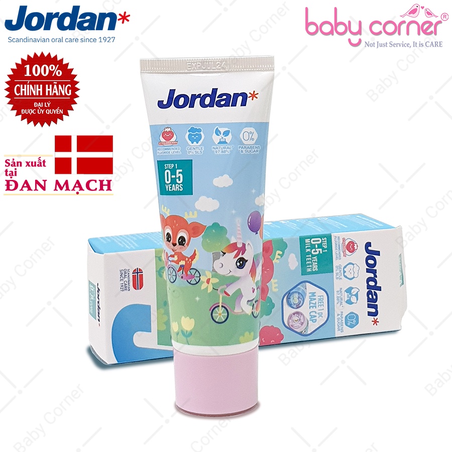 Kem Đánh Răng Jordan Hương Dâu Cho Bé 0 - 5 Tuổi, 75g