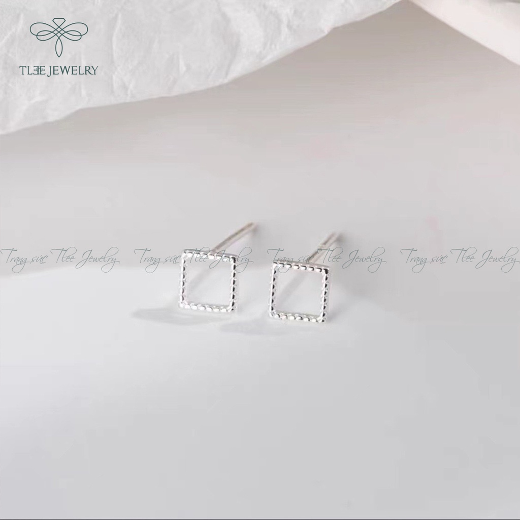 Khuyên tai bạc nữ TLEE mini hình khối phay giả đá xinh xắn NCJ B0134