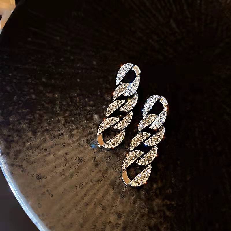 Bông Tai Dáng Dài Đính Đá Thời Trang Cho Nữ