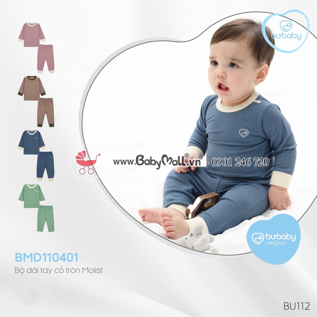 Bubaby Bộ dài tay cổ tròn- Candie Molist BMD110401