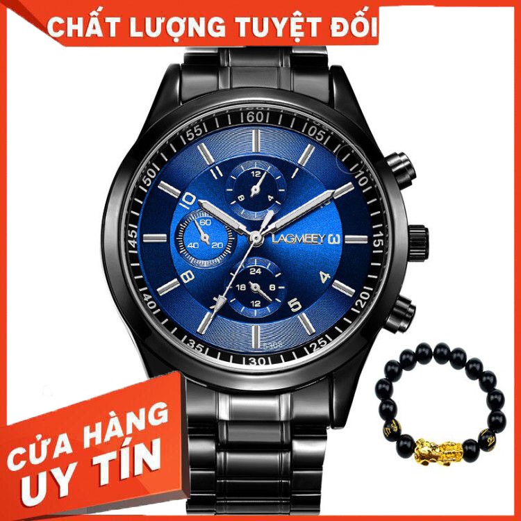 HÀNG CAO CẤP -  ĐỒNG HỒ NAM LAGMEEY L121 DÂY THÉP ĐEN CAO CẤP KHÔNG GỈ THỜI TRANG  - Hàng Cao Cấp