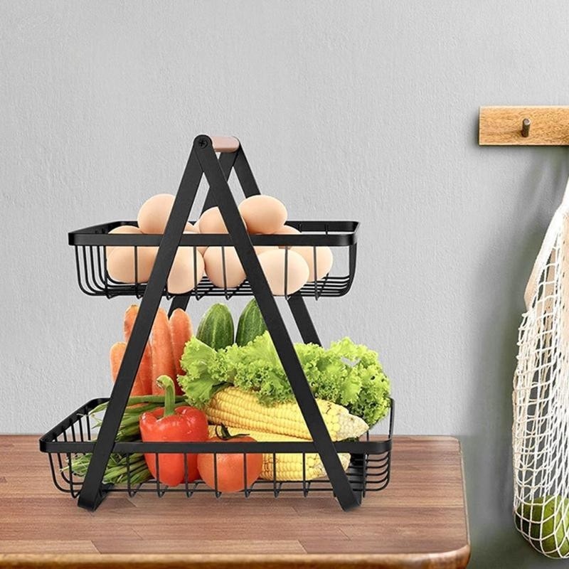 Rổ kim loại đựng trái cây 2 tầng tiện lợi
