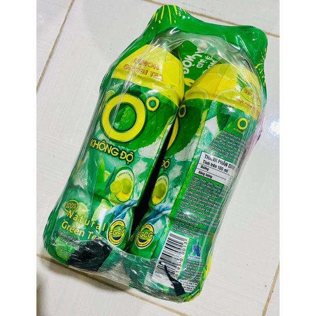 Lốc 6 chai/ thùng 24 chai Trà Xanh Không Độ vị chanh chai nhựa PEP 455ml date luôn mới