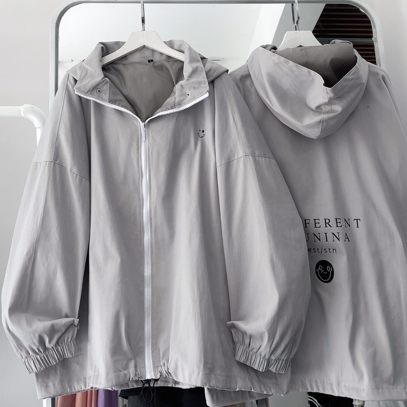 Áo khoác kaki smile màu xám ảnh thật unisex