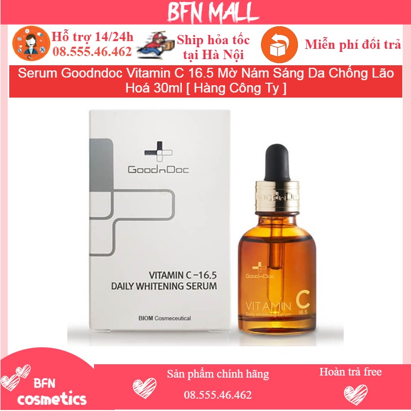 Serum Goodndoc Vitamin C 16.5 Mờ Nám Sáng Da Chống Lão Hoá 30ml