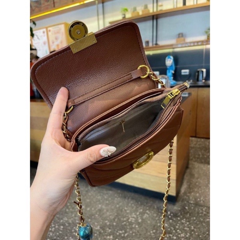 Túi đeo chéo trần chéo quả cầu điều chỉnh cực xinh size 18cm ko hộp