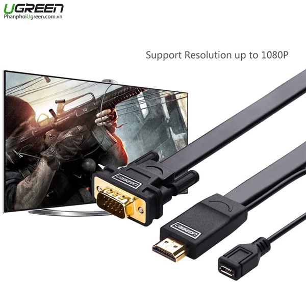 Cáp chuyển HDMI sang VGA dài 1.5m Cao cấp Ugreen 30449 - Hàng Chính Hãng