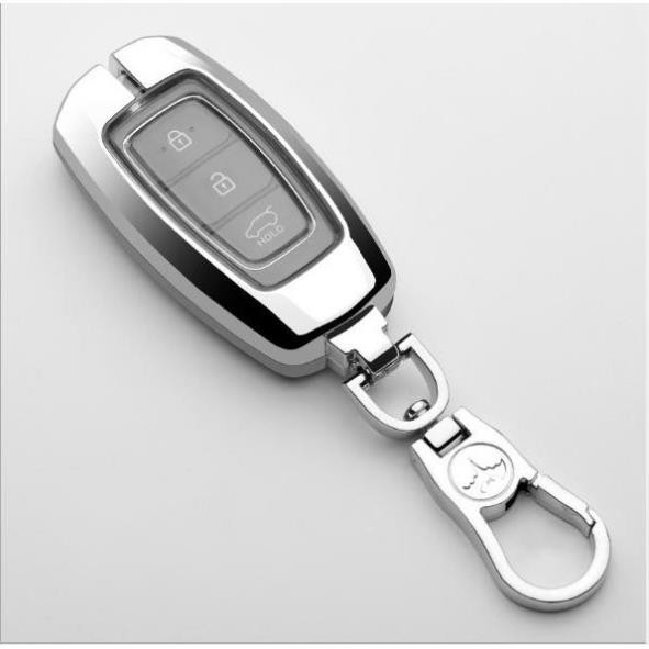 Ốp chìa khóa inox Accent, Kona, Santafe 2018-2019 -2020 2021 có lót bọc silicon M02