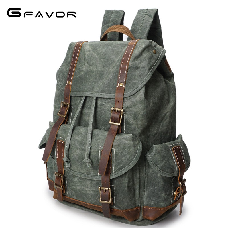 G-Favor Balo vải canvas phối da bò cao cấp - Mẫu 5256
