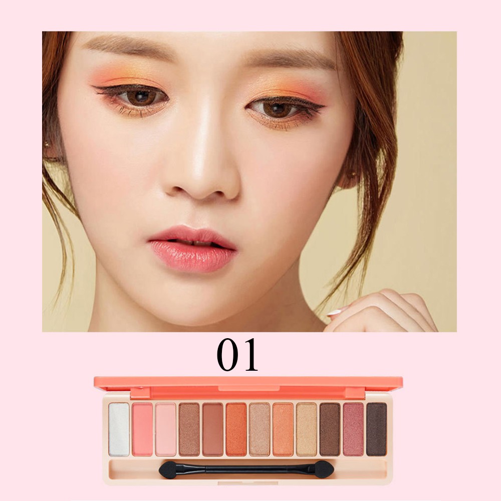 Bảng Phấn Mắt 12 Màu Lì Và Ánh Nhũ Kết Hợp Trang Điểm Kháng Nước