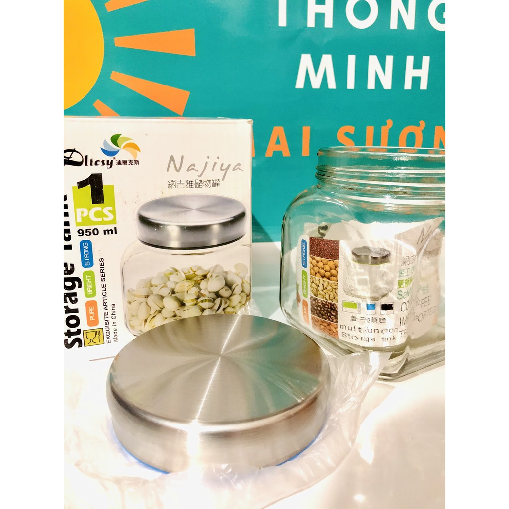 [Giá Sỉ] HŨ THỦY TINH VUÔNG ĐỰNG THỰC PHẨM GIA VỊ NĂP INOX