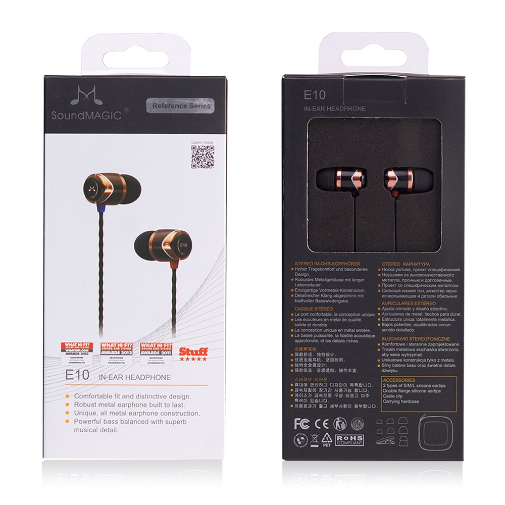 SoundMAGIC E10 original headset Stereo In-Ear 3.5mm Music Earphone without Microphone- Black/Gold