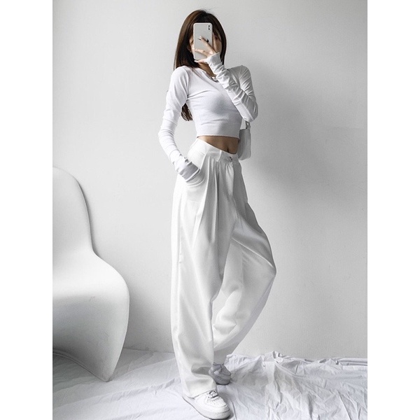 [Hình thật độc quyền TOS.CLOSET]Quần tây ống rộng xếp 3 ly