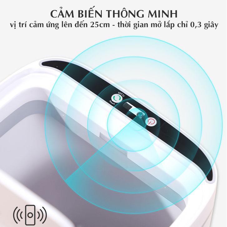 Thùng rác thông minh smarthome , cảm ứng tiện lợi đóng mở 0.3S , thùng rác kháng khuẩn dung tích 15L , BH 12 THÁNG