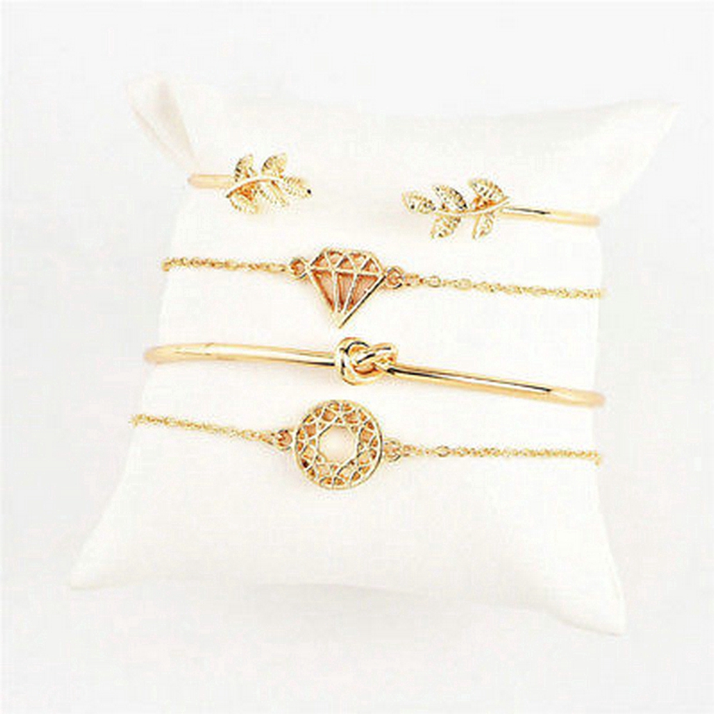 fashion woman 4pcs/set boho Vintage leaves Rhinestone Hollow elegant Bracelet jewelry set