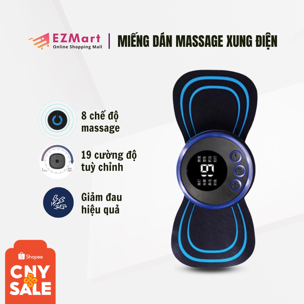 Miếng Dán Massage Xung Điện Giảm Đau Nhức Cổ Vai Gáy, Bắp Tay, Lưng - Máy Mát xa mini Toàn Thân 10 Chế Độ