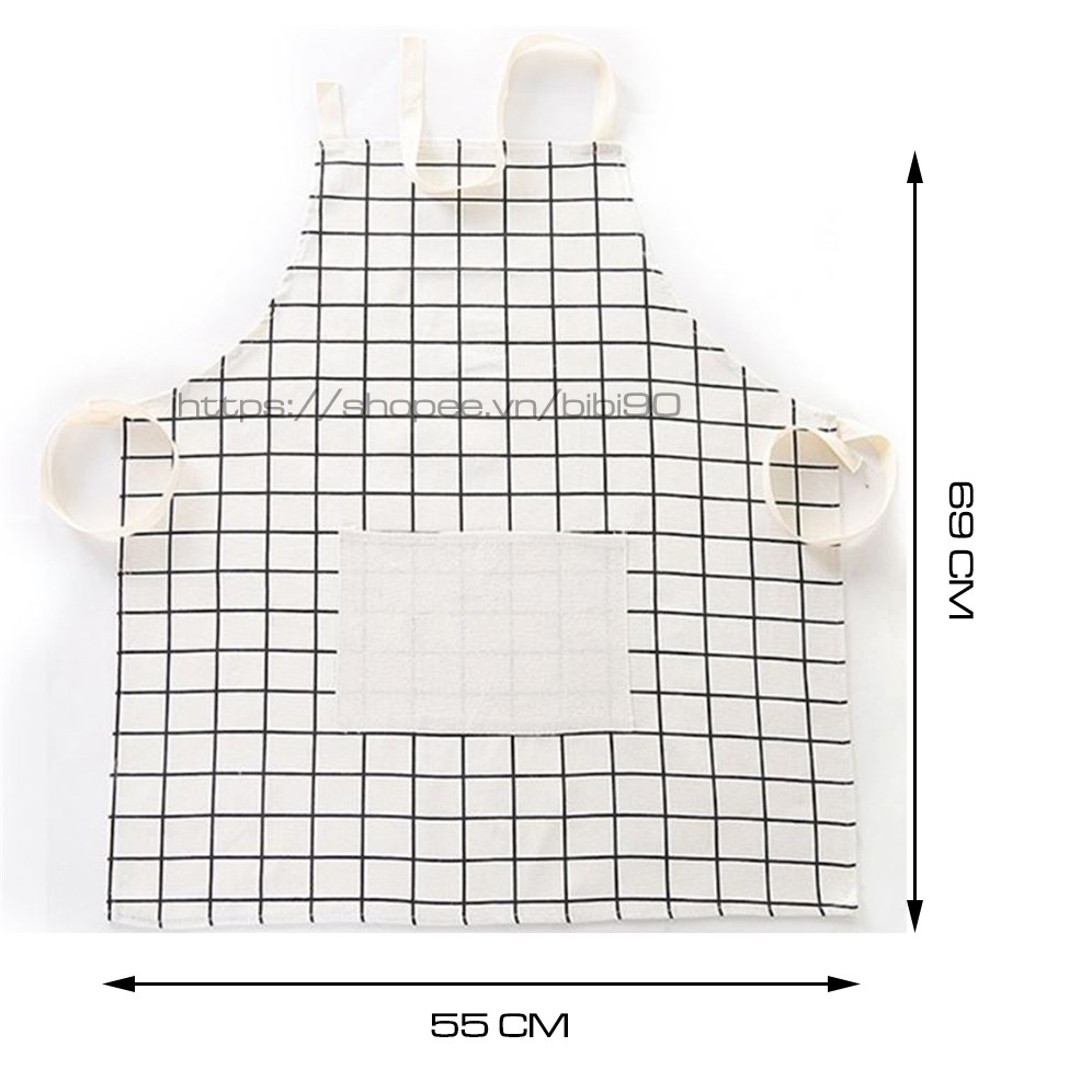 Tạp dề nấu bếp bằng vải họa tiết kẻ caro có túi đựng đồ (CA05) giadunghuylinh