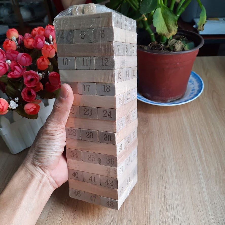 Đồ chơi rút gỗ gồm 48 miếng bằng gỗ cao cấp trò chơi trẻ em Beech Wooden Tower