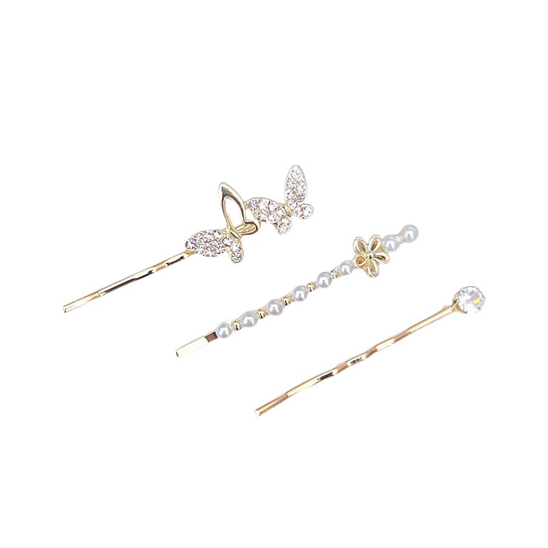 Set 3 chiếc kẹp tóc mái hình nơ hoa nhỏ trắng tinh kẹp tóc mái sang trọng khí chất cho nữ phong cách Hàn Quốc