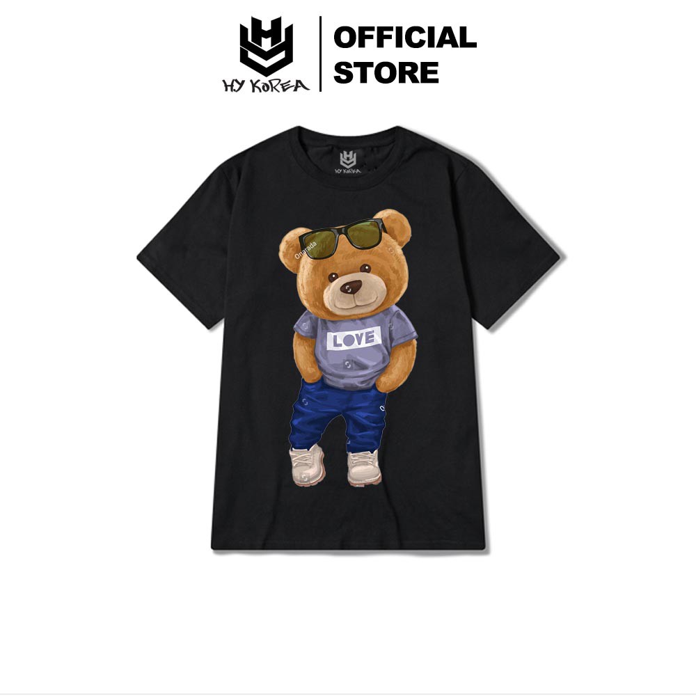 Áo Thun Tay Lỡ HY KOREA In Hình Gấu Mặc Áo LOVE 190