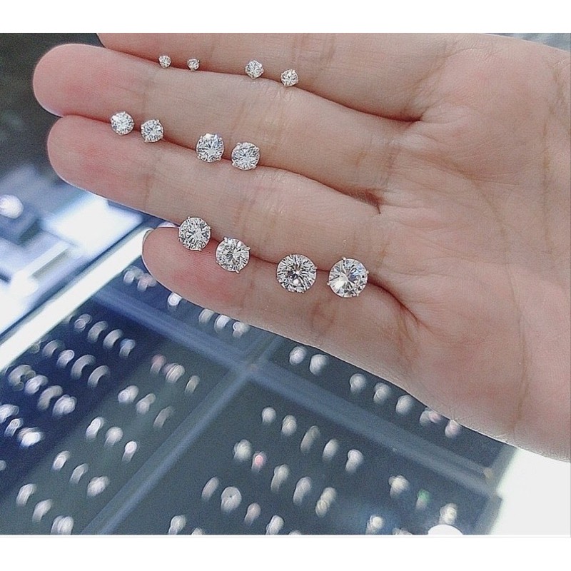 Nụ đá ,bông tai nữ chuẩn bạc ta size 4ly,5ly,6ly -THJ SILVER