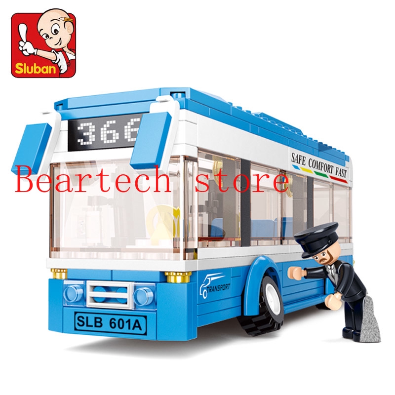 Mô hình lego xe buýt thành phố Sluban 0330 sinh động làm đồ chơi giáo dục bé