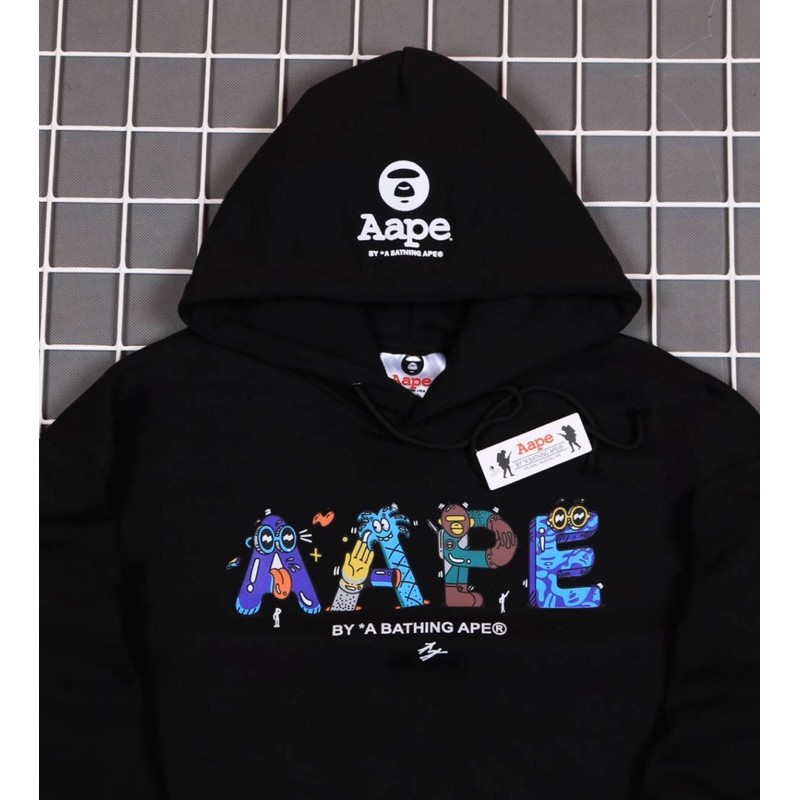 Bape Áo Khoác Hoodie Màu Đen In Chữ Steve Harrington Cá Tính