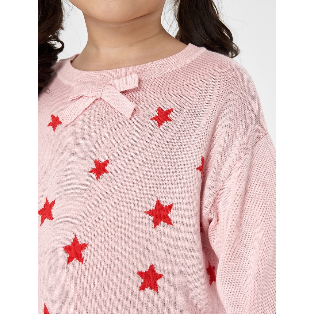 Áo len bé gái CANIFA cổ tròn họa tiết thời trang - 1TE20W012