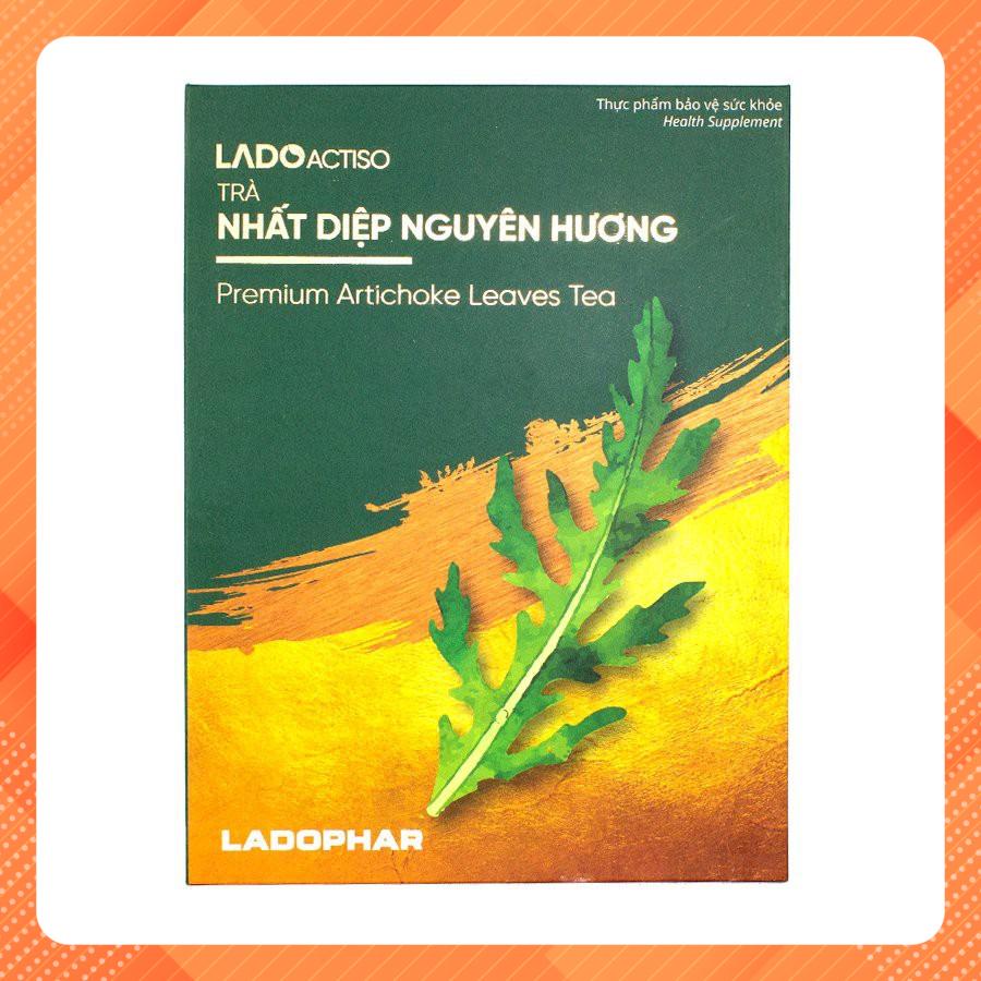Trà lá tươi Atiso Cao cấp Nhất Diệp Nguyên hương. Thiết kế sang trọng phù hộp biếu tặng. Hộp 20 gói trà lá × 5 gam.