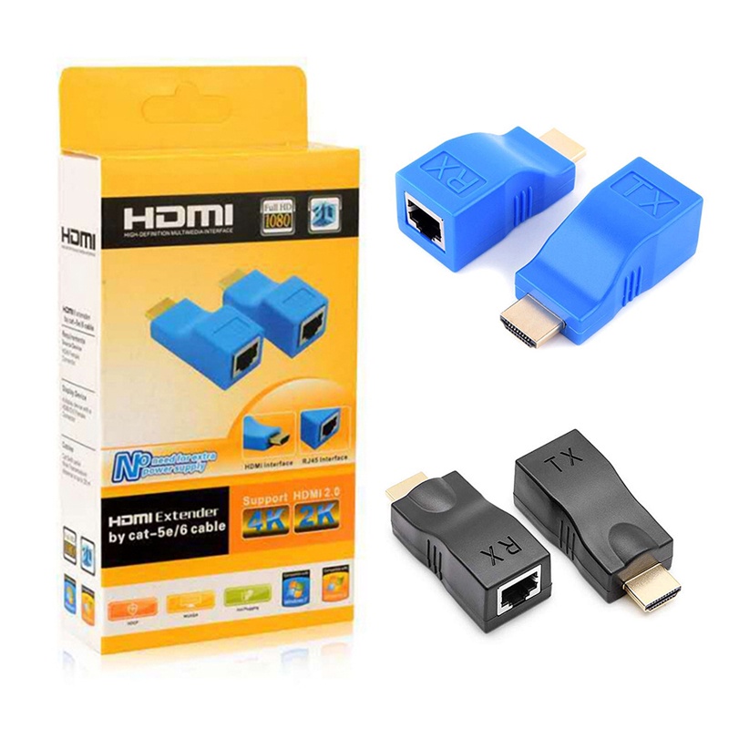 Cặp đầu mở rộng kết nối mạng Ethernet LAN chuyển đầu HDMI 4K 3D 1.4 sang đầu RJ45 Over Cat 5e/6 cho HDTV HDPC PS3 STB