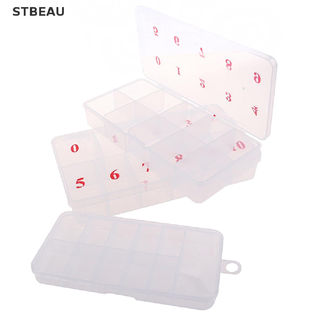 [Hàng mới về] Hộp rỗng lưu trữ phụ kiện làm móng nghệ thuật 10/ 11 ô đa năng tiện dụng