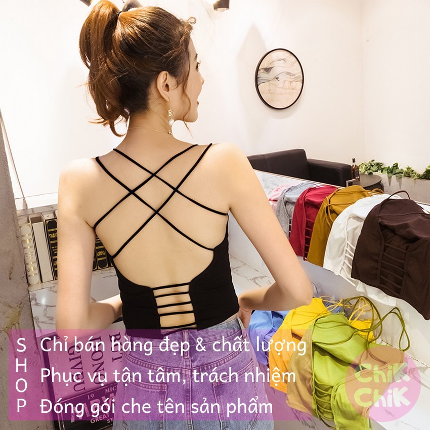 Áo dây chéo lưng nổi bật dạo phố kết hợp tập Gym, Yoga - ChikChikshop AL018