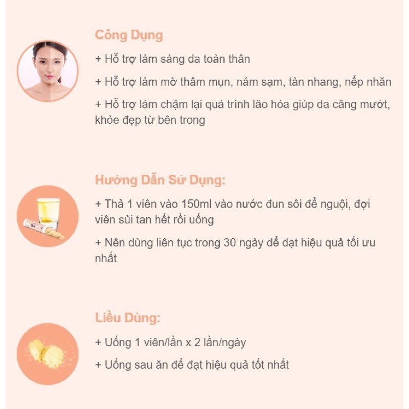 Viên sủi gluwhite giúp da trắng sáng, da đẹp, căng mịn khỏe đẹp [Dạng vỉ] [HÀNG TỐT] | BigBuy360 - bigbuy360.vn