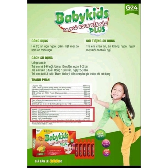 BABYKIS PLUS ĂN NGỦ NGON YẾN SÀO
