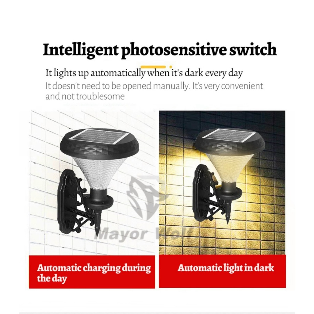 ĐÈN TRANG TRÍ NĂNG LƯỢNG MẶT TRỜI BẮT TƯỜNG TRỤ TRÒN KIM CƯƠNG 60W MAYO WOLF - PIN 5000MAH - BH CHÍNHHÃNG 1 NĂM.