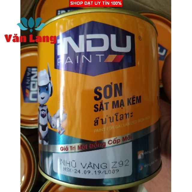 Sơn sắt mạ kẽm INDU 800ML màu nhũ vàng Z 92. Sơn bám dính tốt, màu sáng sang trọng, siêu bền đẹp